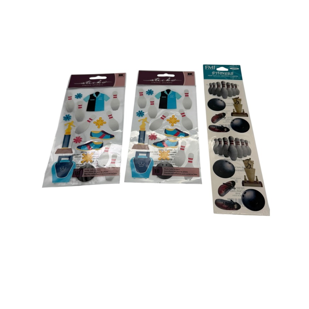 Sticko FMI Bowling Stickers Bundle 3 Packs Scrapbooking Sports Crafts New